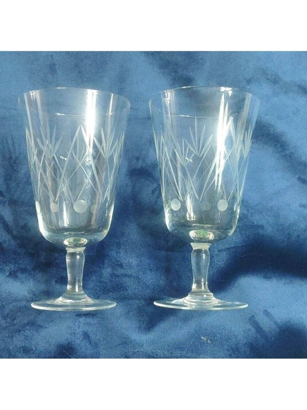 Vintage cut crystal juice liquor goblets glasses